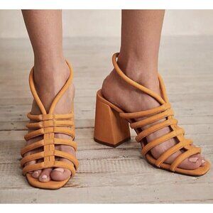 Free People Women's Colette hot Orange Strap Heel Sandal Sz 10